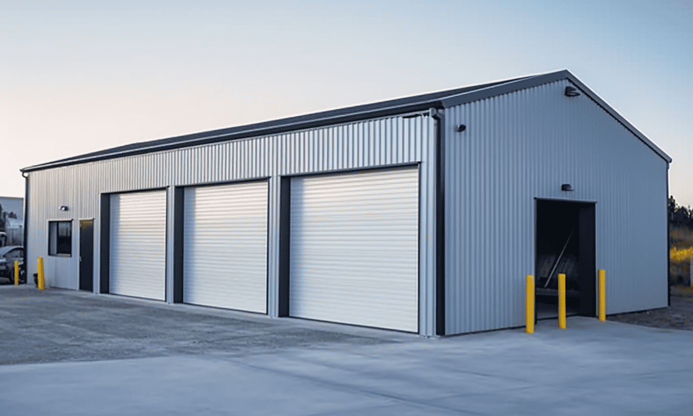 A metal commercial workshop, designed for productivity and efficiency in business operations.